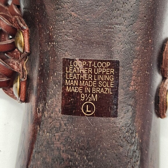 Gianni Bini Loop-T-Loop Sandal Heels Womens Sz 9.5 Brown Leather Boho Hippie 70s - Picture 7 of 12